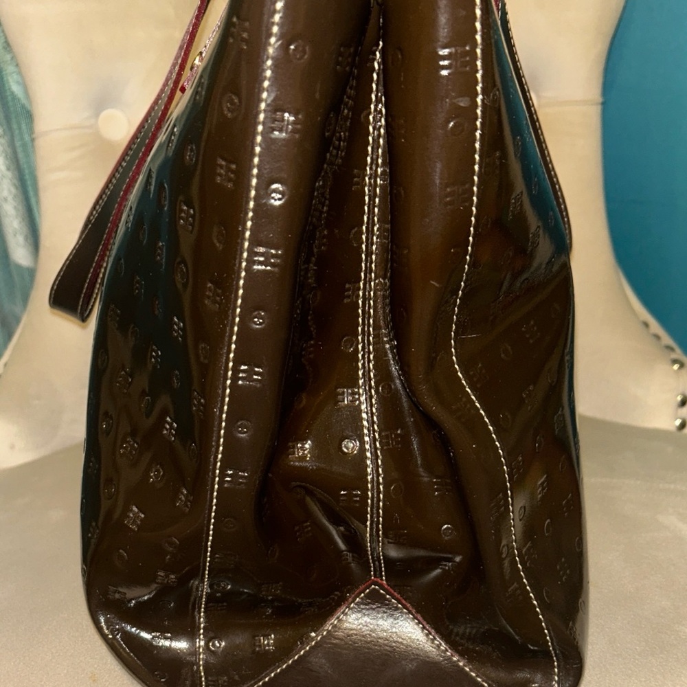 Arcadia Italian Luxury Brown Large Patent Leather Tote Bag - Picture 3 of 11